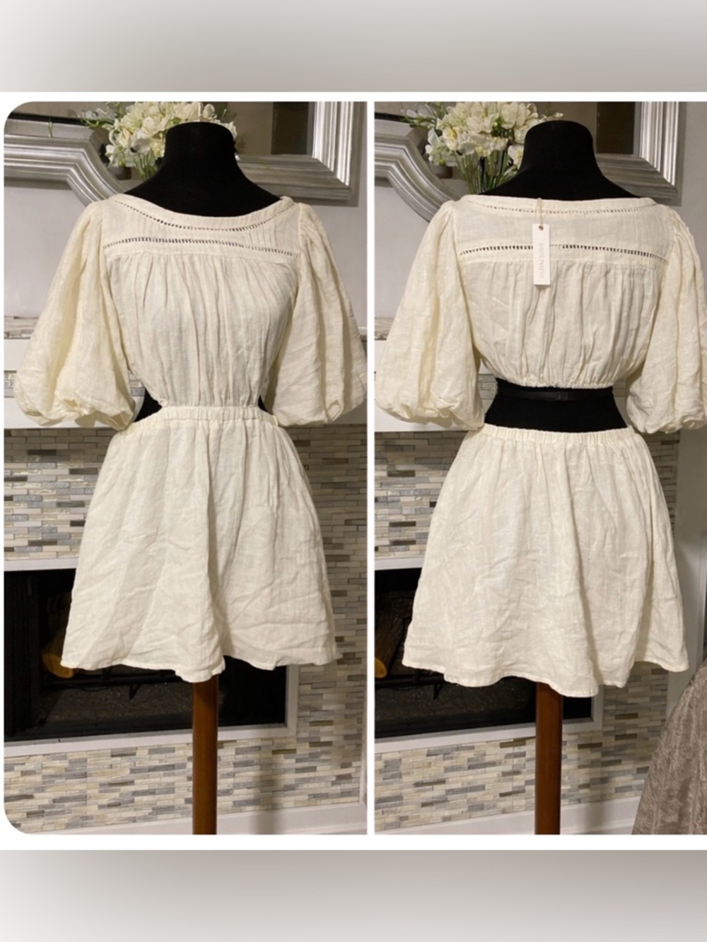 NWT Olivaceous linen blend side cutout dress M